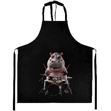 Discover Hippo Playing Drums Realistic Aprons