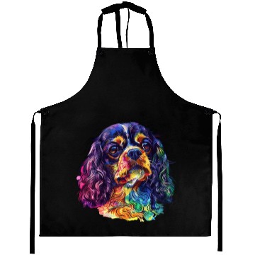 Discover Colorful Cavalier King Charles Spaniel Portrait Aprons