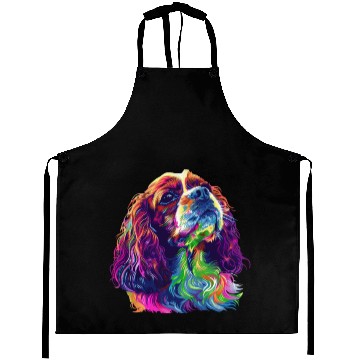 Discover Cavalier King Charles Spaniel Illustration Rainbow Aprons