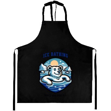 Discover relaxed polar bear takies ice bath funny mascot Aprons