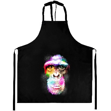 Discover Colorful Retro Realistic Monkey Face Funny Graphic Aprons