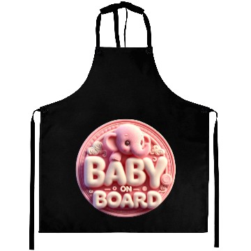 Discover Baby announcement with text “Baby on Board" Aprons