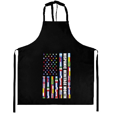 Discover Hispanic Heritage month USA Flag all Countries Aprons