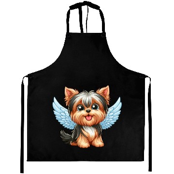 Discover Cute Yorkshire Terrier with angel wings Aprons