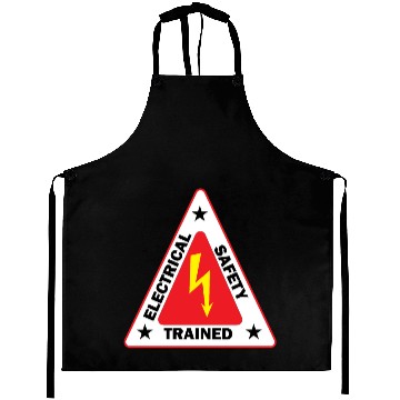 Discover electrical Safety Trained Triangle Warning Sign Aprons