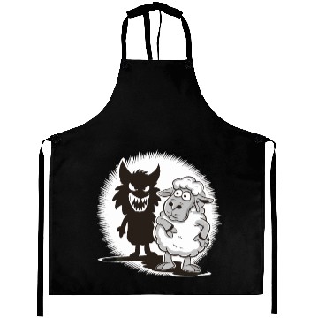 Discover Unique Comic Sheep and Wolf Shadow for a Sheep Aprons