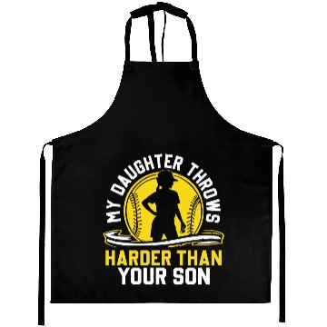 Discover Throw Harder Softball Dad Funny Daddy Father's Day Aprons