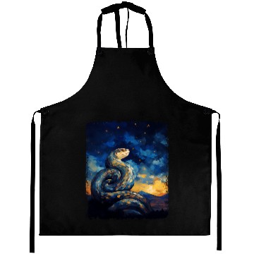 Discover Ball Python Snake Starry Night Painting Aprons