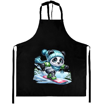 Discover Cute Snowboarder Panda Aprons