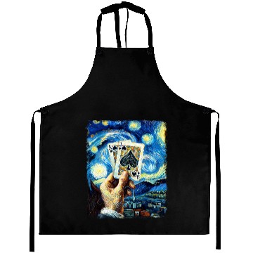 Discover Blackjack Gambling Cards Starry Night Painting Aprons