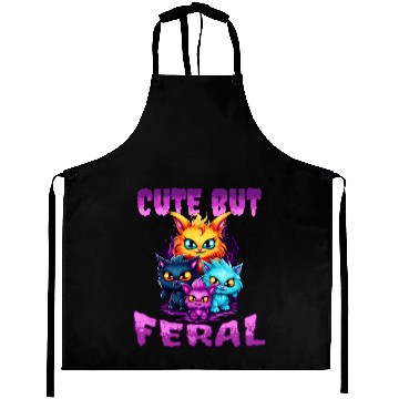 Discover Cute but Feral! Wild Cat Party Concert Cat Lovers Aprons