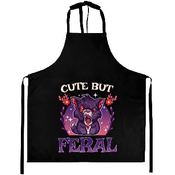 Discover Cute but Feral! Wild Cat Party Concert Cat Lovers Aprons