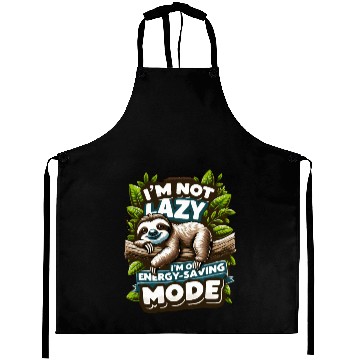 Discover Funny Sloth Aprons - Energy-Saving Mode Humor