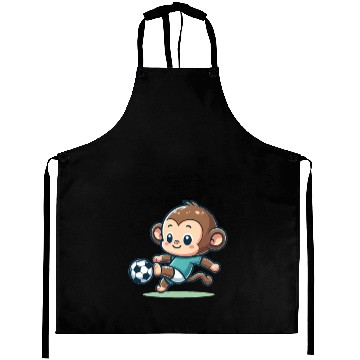 Discover Cute Soccer Player Monkey Aprons