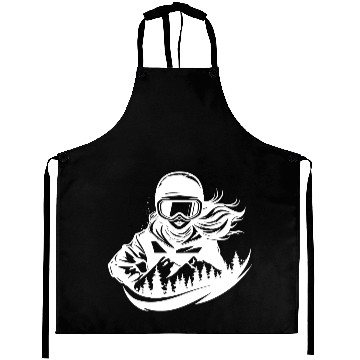 Discover Snowboarding Girl Sketch Aprons