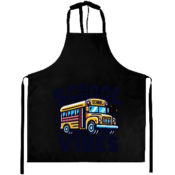Discover School Vibes Vector Illustration for school bus Aprons