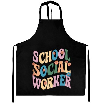 Discover School Social Worker Floral Retro Vibes Aprons