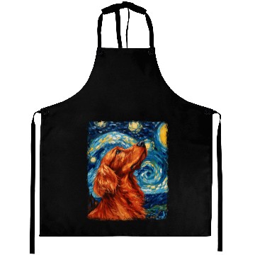 Discover Irish Setter Dog Starry Night Painting Aprons