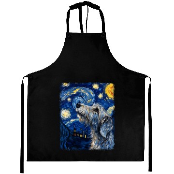 Discover Irish Wolfhound Dog Starry Night Painting Aprons