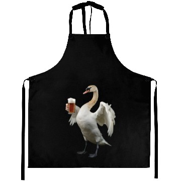 Discover Swan Drinking Beer Realistic Aprons
