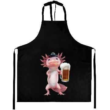 Discover Axolotl Drinking Beer Realistic Aprons