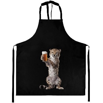 Discover Cheetah Drinking Beer Realistic Aprons