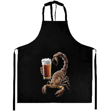 Discover Scorpion Drinking Beer Realistic Aprons
