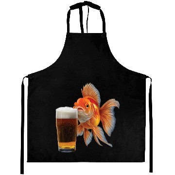 Discover Goldfish Drinking Beer Realistic Aprons