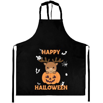 Discover Deer In Pumpkin Cute Deer Happy Halloween Aprons