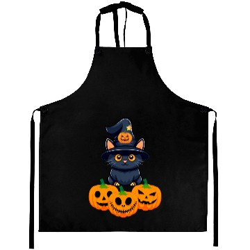 Discover Cute Night Halloween Cat Lovers Aprons