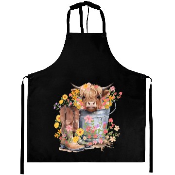 Discover Highland Cow flowers Christmas Aprons