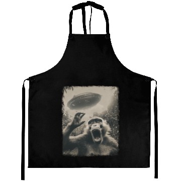 Discover Baboon Monkey UFO Alien Extraterrestrial Selfie Aprons
