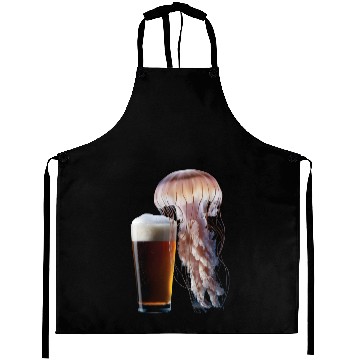 Discover Jellyfish Drinking Beer Realistic Aprons