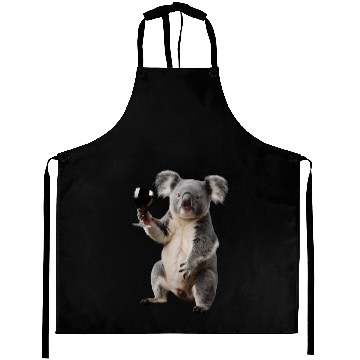 Discover Koala Drinking Wine Realistic Aprons
