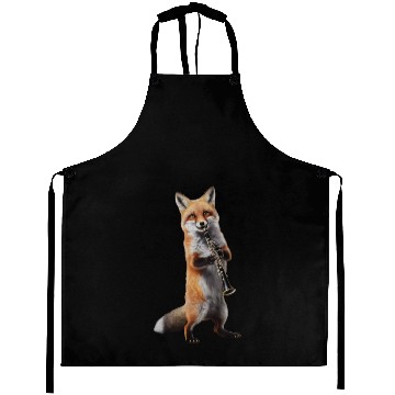 Discover Fox Playing Clarinet Realistic Aprons