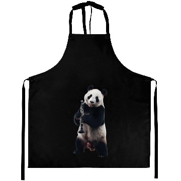 Discover Panda Playing Clarinet Realistic Aprons