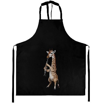 Discover Giraffe Playing Clarinet Realistic Aprons
