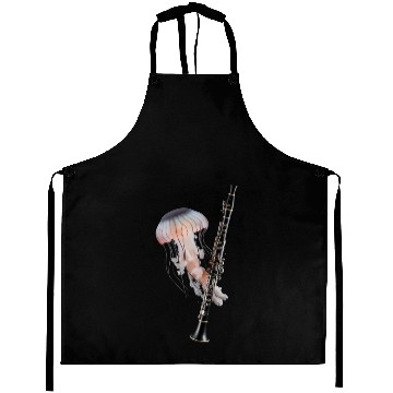 Discover Jellyfish Playing Clarinet Realistic Aprons
