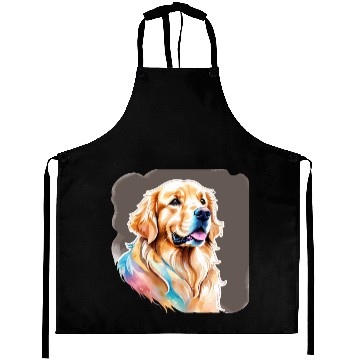 Discover Golden Retriever Watercolor Aprons