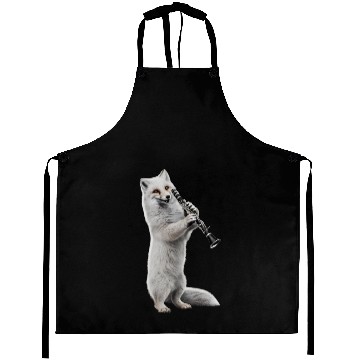 Discover Arctic Fox Playing Clarinet Realistic Aprons
