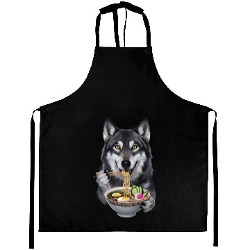Discover Wolf Eating Ramen Realistic Aprons
