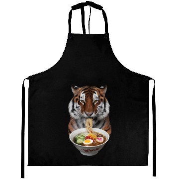 Discover Tiger Eating Ramen Realistic Aprons
