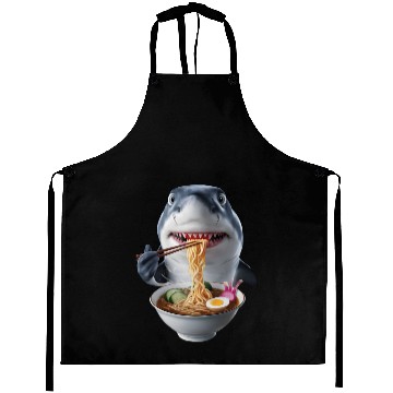 Discover Shark Eating Ramen Realistic Aprons