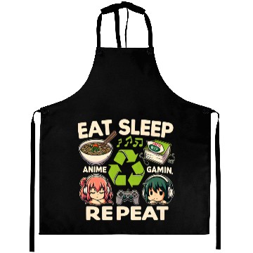 Discover Cute Anime Eat Sleep Anime Repeat Manga Aprons