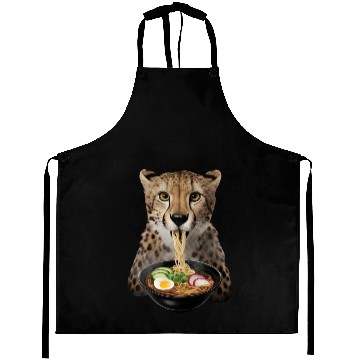 Discover Cheetah Eating Ramen Realistic Aprons
