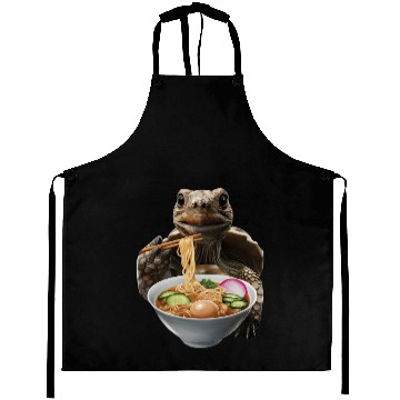 Discover Tortoise Eating Ramen Realistic Aprons
