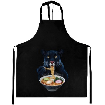 Discover Panther Eating Ramen Realistic Aprons