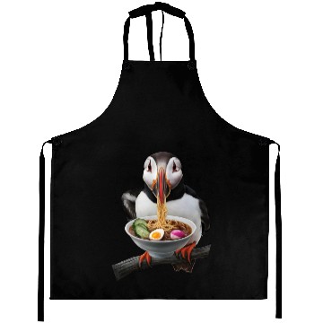 Discover Atlantic Puffin Eating Ramen Realistic Aprons