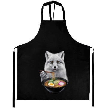 Discover Arctic Fox Eating Ramen Realistic Aprons