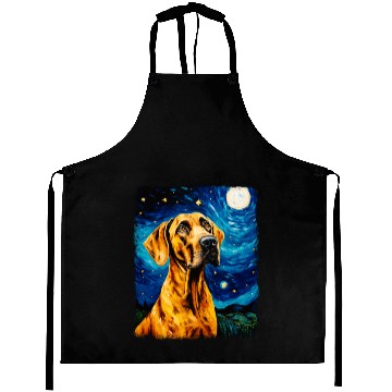 Discover Great Dane Dog Starry Night Painting Aprons